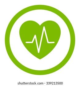 Heart Ekg vector icon. Style is flat rounded symbol, eco green color, rounded angles, white background.