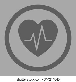Heart Ekg vector icon. Style is flat rounded symbol, dark gray color, rounded angles, silver background.