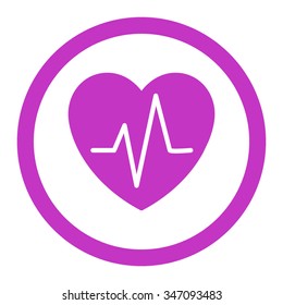 Heart Ekg vector icon. Style is flat rounded symbol, violet color, rounded angles, white background.