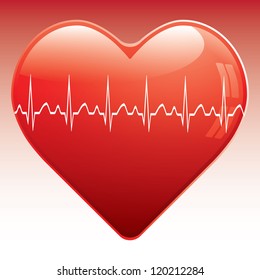 Heart with ekg .vector.eps10