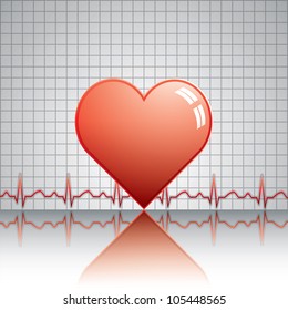 Heart with ekg.Medical vector