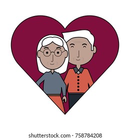 heart with a Elderly couple icon over white background colorful design vector illustration