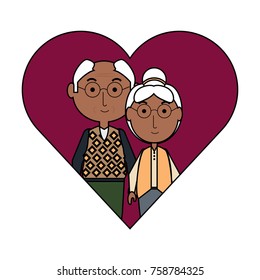heart with a Elderly couple icon over white background colorful design vector illustration