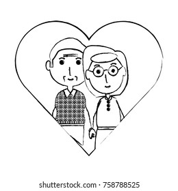 heart with a Elderly couple icon over white background vector illustration