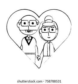 heart with a Elderly couple icon over white background vector illustration