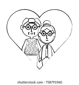 heart with a Elderly couple icon over white background vector illustration