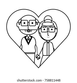 heart with a Elderly couple icon over white background vector illustration