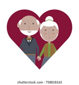 heart with a Elderly couple icon over white background colorful design vector illustration