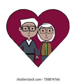 heart with a Elderly couple icon over white background colorful design vector illustration
