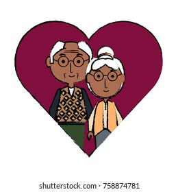 heart with a Elderly couple icon over white background colorful design vector illustration
