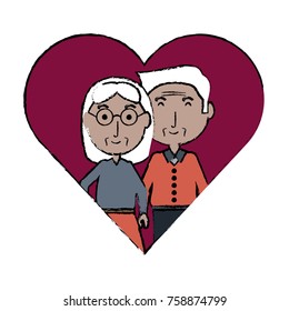 heart with a Elderly couple icon over white background colorful design vector illustration