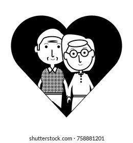 heart with a Elderly couple icon over white background vector illustration