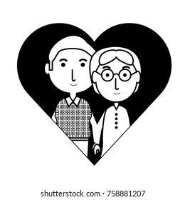 heart with a Elderly couple icon over white background vector illustration