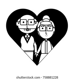 heart with a Elderly couple icon over white background vector illustration