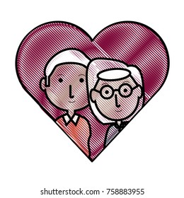 heart with a Elderly couple icon over white background colorful design vector illustration