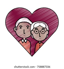 heart with a Elderly couple icon over white background colorful design vector illustration