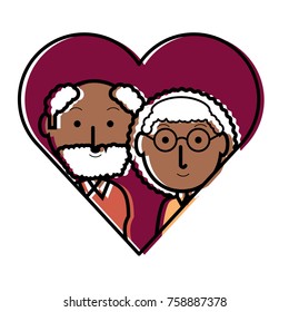 heart with a Elderly couple icon over white background colorful design vector illustration