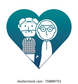 heart with a Elderly couple icon over white background vector illustration