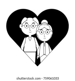 heart with a Elderly couple icon over white background vector illustration