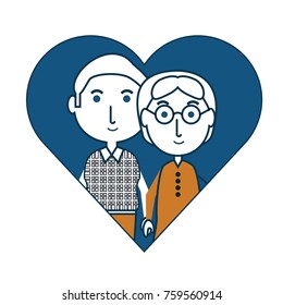 heart with a Elderly couple icon over white background colorful design vector illustration