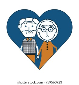 heart with a Elderly couple icon over white background colorful design vector illustration