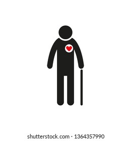 The heart of an elderly person. Simple vector illustration.