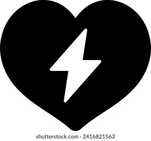 Heart and Electric Isolated Vector Icon