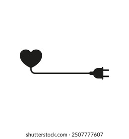 Heart with electrical power plug and long cord. 