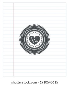 heart with electrocardiogram icon draw with pencil effect. Vector Illustration. Detailed. 