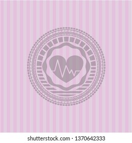 heart with electrocardiogram icon inside badge with pink background