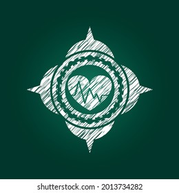 corazón con icono del electrocardiograma dentro del emblema de la pizarra. 