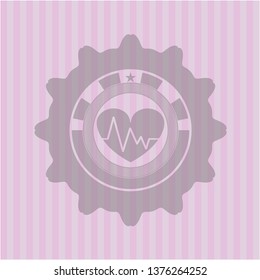 heart with electrocardiogram icon inside pink icon or emblem