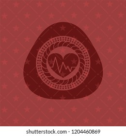 heart with electrocardiogram icon inside red icon or emblem