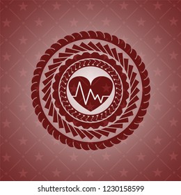 heart with electrocardiogram icon inside red icon or emblem