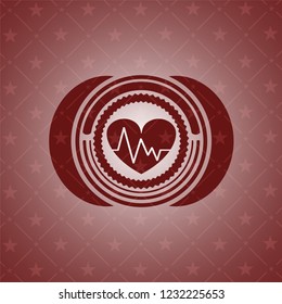 heart with electrocardiogram icon inside red emblem