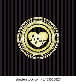 heart with electrocardiogram icon inside shiny badge