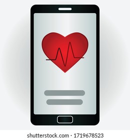Corazón con ondas electrocardiográficas. Ilustración de medicina vectorial.
