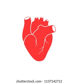 Heart element, vector illustration, icon flat silhouette, red, isolated