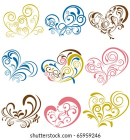 Heart elements set. Illustration vector.