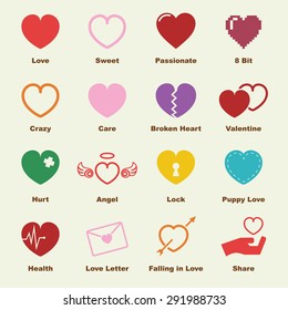 heart elements, vector infographic icons