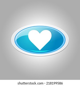 Heart Elliptical Blue Vector Web Button Icon