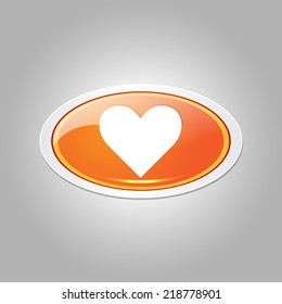 Heart Elliptical Orange Vector Web Button Icon