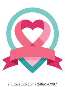 Emblema de corazón con cinta rosa para la Asistencia del cáncer de mama