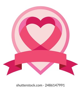 Emblema del corazón con cinta rosa de Asistencia