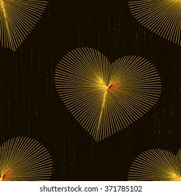 Heart embroidered on cardboard. Seamless pattern. Vector 