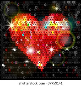 Heart Embroidered With Sequins