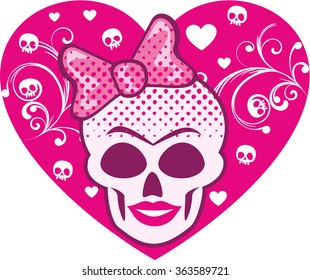 heart emo skull