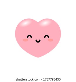 Heart emoji 3D.Funny design kawaii.Isolated vector illustration on white background.
