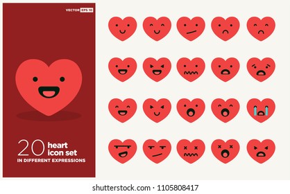 Heart Emoji Emoticons Icons in Different Expressions