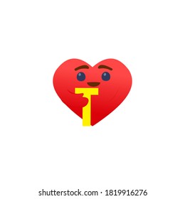 a heart emoji hugging a letter T. Symbol of care and support, Show love for loved ones whose initials are T. Social media button Emoji Reactions printed on white paper Popular social networking.